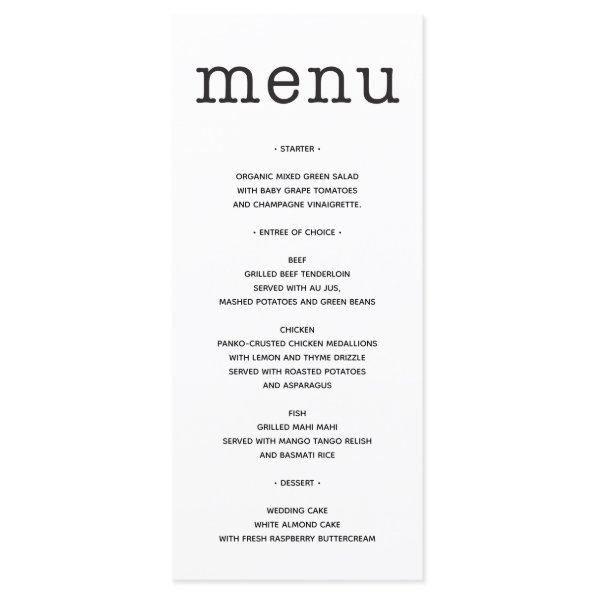 Wedding Menu -  Menu - Type