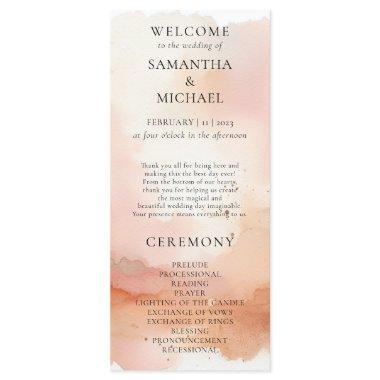Wedding Menu Cool RoseGold Watercolor Welcome