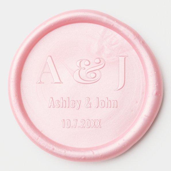 Wedding Monogram Blush Wax Seal Sticker