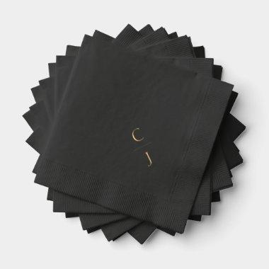 Wedding Monogram Personalized Elegant Gold Foil Napkins