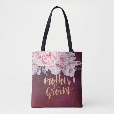 Wedding Mother of the Groom Floral Burgundy Red Tote Bag