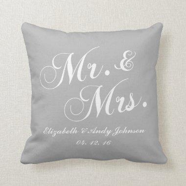 Wedding Mr and Mrs Gray White Throw Pillow