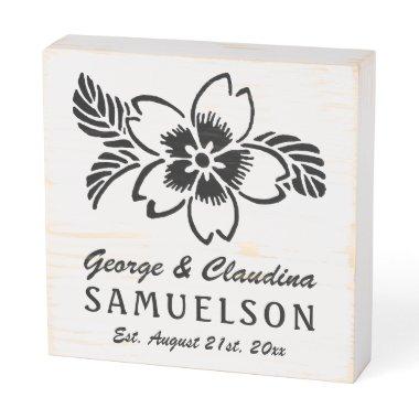 Wedding Name Established Date | Tropical Flower Wooden Box Sign