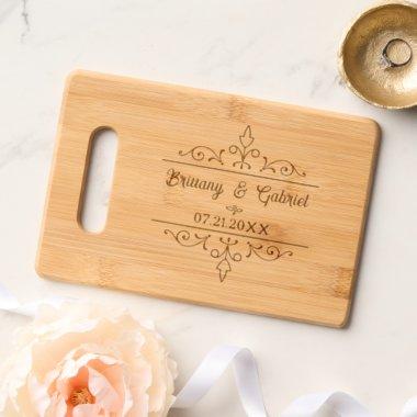 Wedding Names and Date Custom with Border Flourish Cutting Board