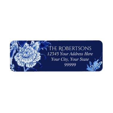 Wedding Navy Chinoiserie Floral | Return Address Label