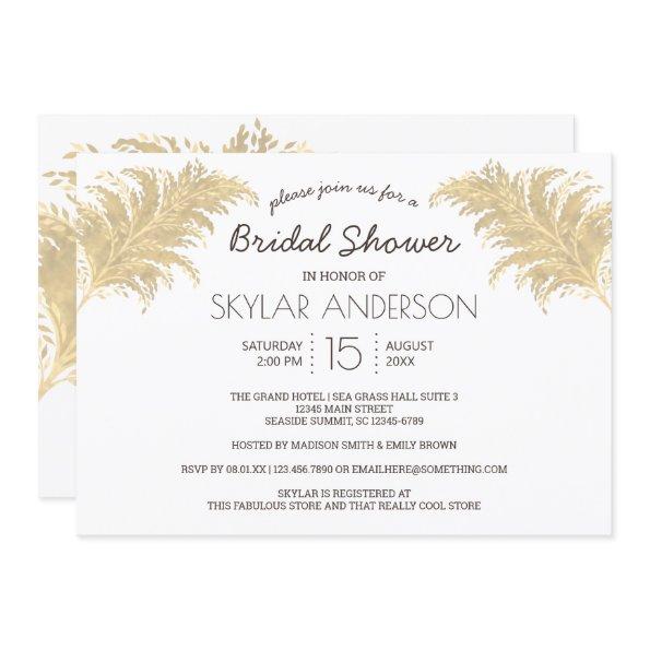 Wedding Pampas Grass Tan On White Bridal Shower Invitations