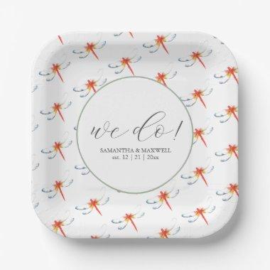 Wedding Paper Plates Red Dragonfly