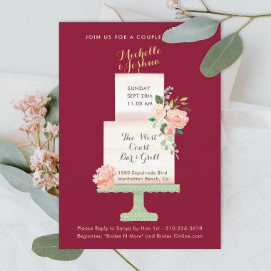 Wedding Party Names Cake Topper Watercolor Floral Invitations