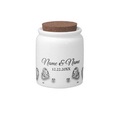 Wedding Party Silver Gray Hearts Elegant Candy Jar