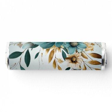 Wedding Party Turquoise White Flower Golden Leaves Breath Savers® Mints