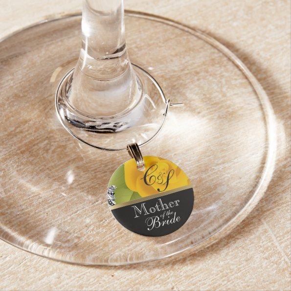 Wedding Party Yellow Rose | DIY Text Wine Charm