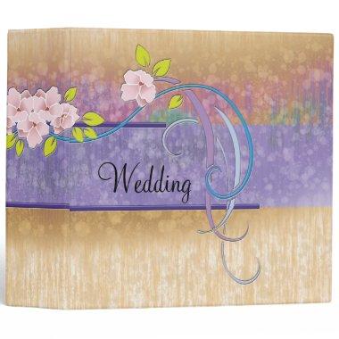 Wedding Photo Album Tan Purple Abstract Binder