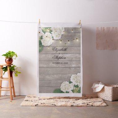 Wedding Photo Booth Backdrop Hydrangea Lights wood