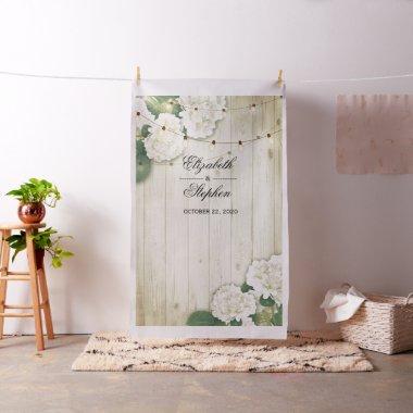 Wedding Photo Booth Backdrop Hydrangea Lights wood