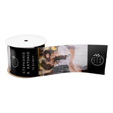 Wedding Photo Logo Simple Elegant Custom Text Satin Ribbon