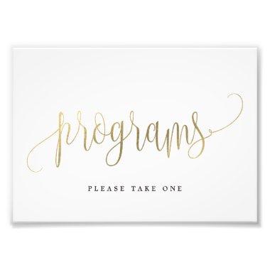 Wedding Programs Sign Choose Your Size Faux Gold