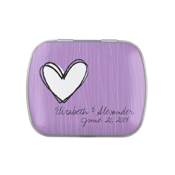 Wedding Reception Heart Lavender Favor Mints Candy Tin