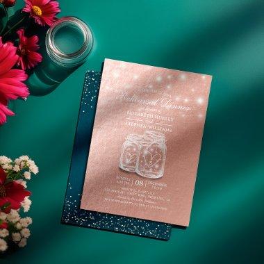 Wedding Rehearsal Dinner Mason Jars Rose Gold Foil