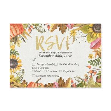 Wedding RSVP Reply Autumn Maple Fall Leaf Pumpkin