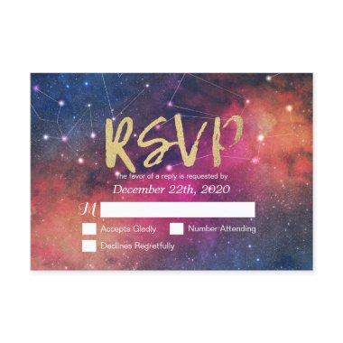 Wedding RSVP Reply Galaxy Nebula Constellations