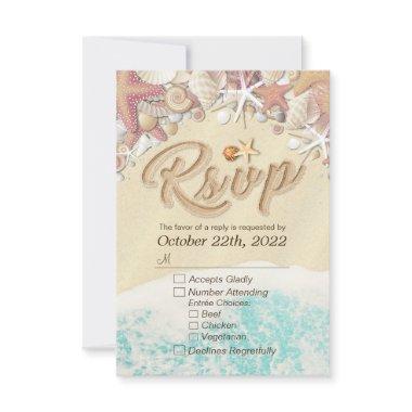 Wedding RSVP Reply Summer Beach Starfish Seashell