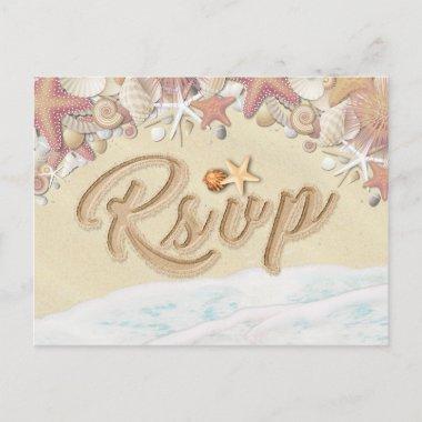 Wedding RSVP Summer Sandy Beach Starfish Seashell Invitation PostInvitations