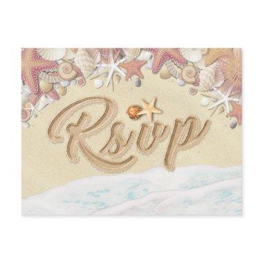 Wedding RSVP Summer Sandy Beach Starfish Seashell Invitation Post
