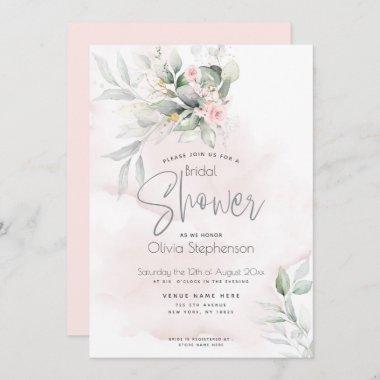 Wedding | Rustic Floral Garden Pale Pink Invitations