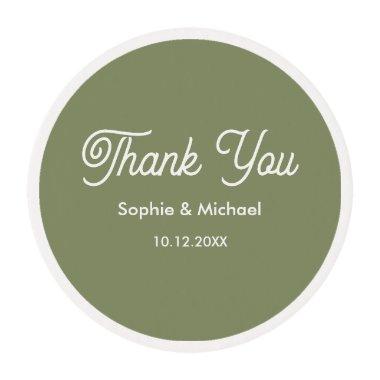 Wedding Sage Green Thank You Edible Frosting Rounds