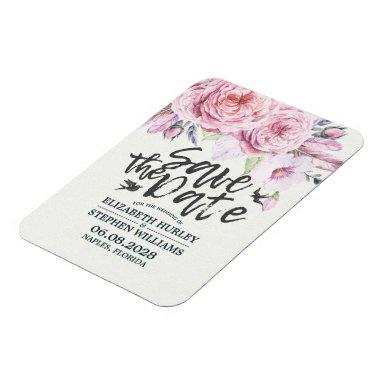 Wedding Save The Date Chic Watercolor Boho Floral Magnet