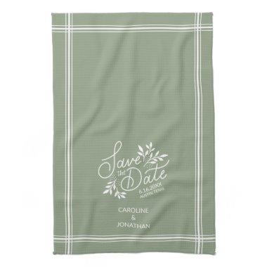 Wedding Save the Date Hand Drawn Botanical Floral Kitchen Towel