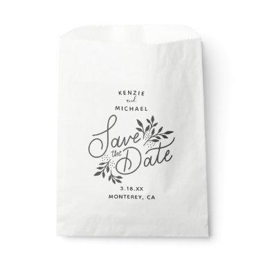 Wedding Save the Date Hand Drawn Botanical Swag Favor Bag