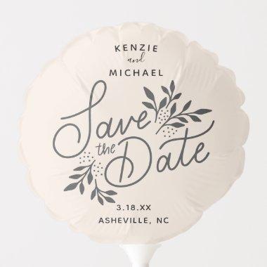 Wedding Save the Date Hand Letter Botanical Peach Balloon