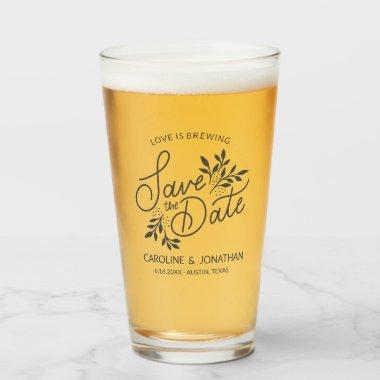 Wedding Save the Date Love is Brewing Botanicals Glass