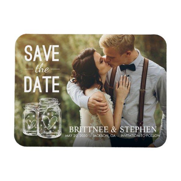 Wedding Save The Date Mason Jar Light Photo Magnet