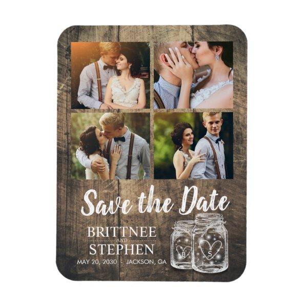 Wedding Save The Date Mason Jars Wood Photo Magnet