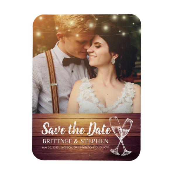 Wedding Save The Date Photo Magnet Champagne Glass