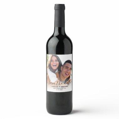 Wedding Save the Date Photo Script Calligraphy Wine Label