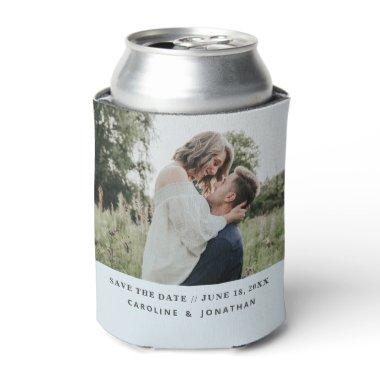 Wedding Save the Date Photo Simple Minimal Blue Can Cooler