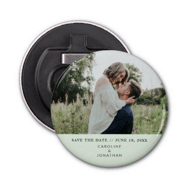 Wedding Save the Date Photo Simple Minimal Green Bottle Opener