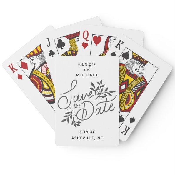 Wedding Save the Date Pretty Calligraphy Botanical Poker