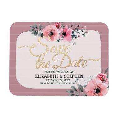 Wedding Save The Date Watercolor Floral Script Magnet