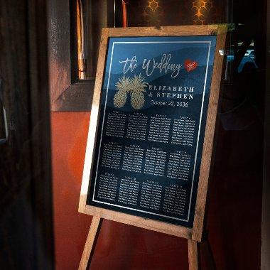 Wedding Seating Chart Modern Gold Pineapple Couple