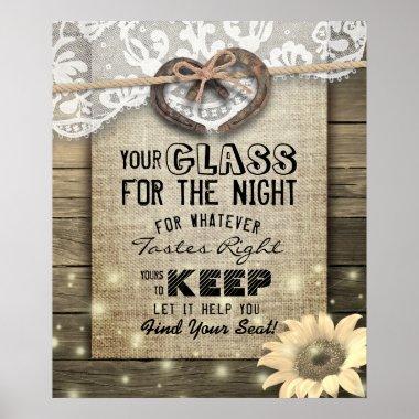 Wedding Seating Glass For The Night Find Your Seat Poster