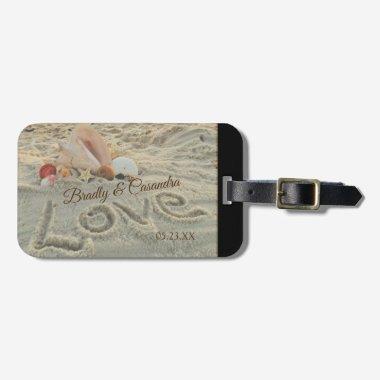 Wedding Shell on the beach, love in the sand Luggage Tag