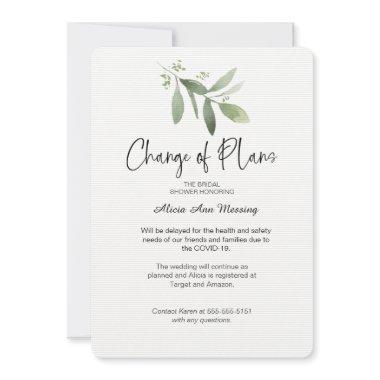 Wedding Shower Change of Plans Invitations