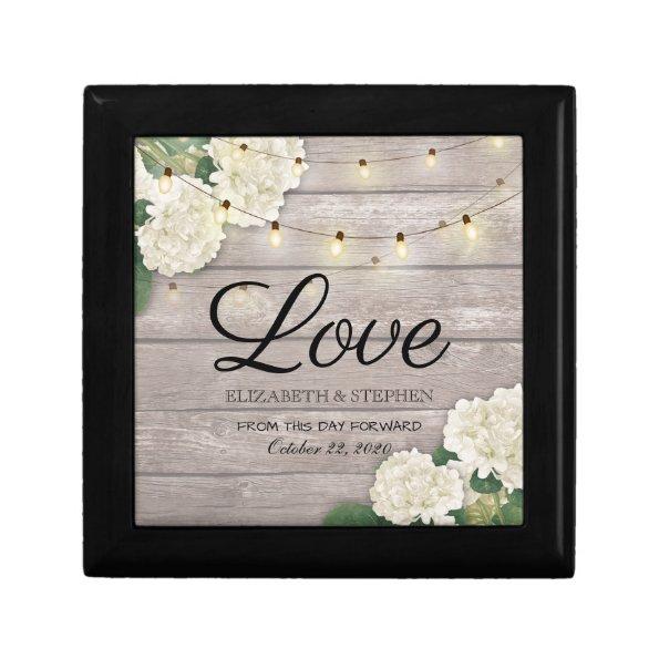 Wedding Shower Hydrangea Flower String Lights wood Gift Box
