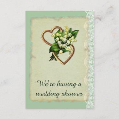 Wedding Shower, Lily of the Valley Gold Hearts Invitations