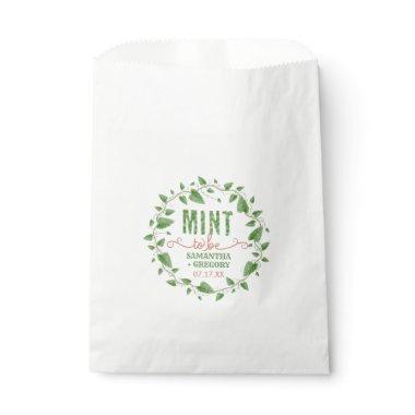 Wedding Shower Mint to Be Watercolor Leaf Wreath Favor Bag