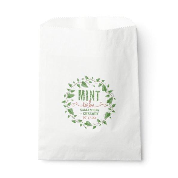 Wedding Shower Mint to Be Watercolor Leaf Wreath Favor Bag